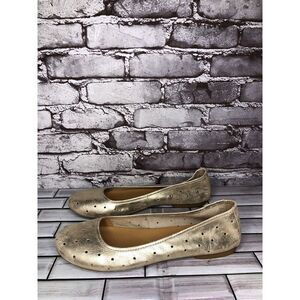 Kork Ease Metallic Gold Leather Perforated Ballet Flats Shoes Women Sz 11M US/43